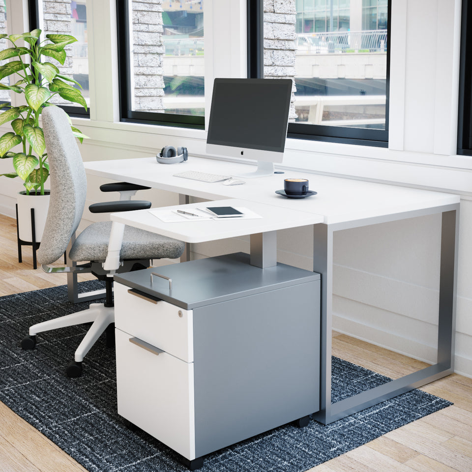 Storage and Pedestal on Wheels  Desk Extension Grey