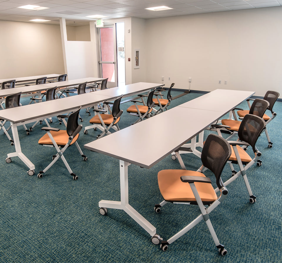 Foldable Meeting Room Table on Wheels in room