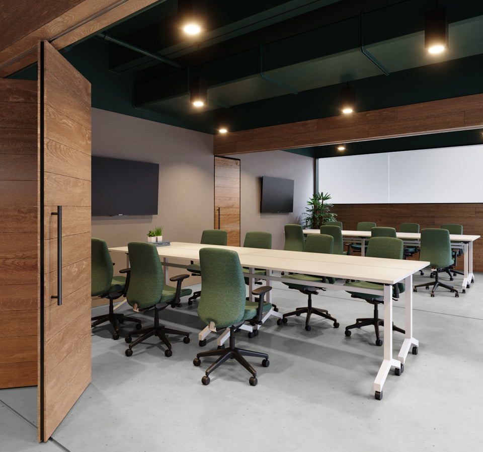 Foldable Meeting Room Table on Wheels In Room