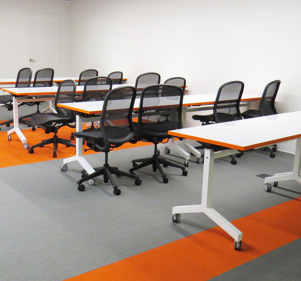 Foldable Meeting Room Table on Wheels Orange