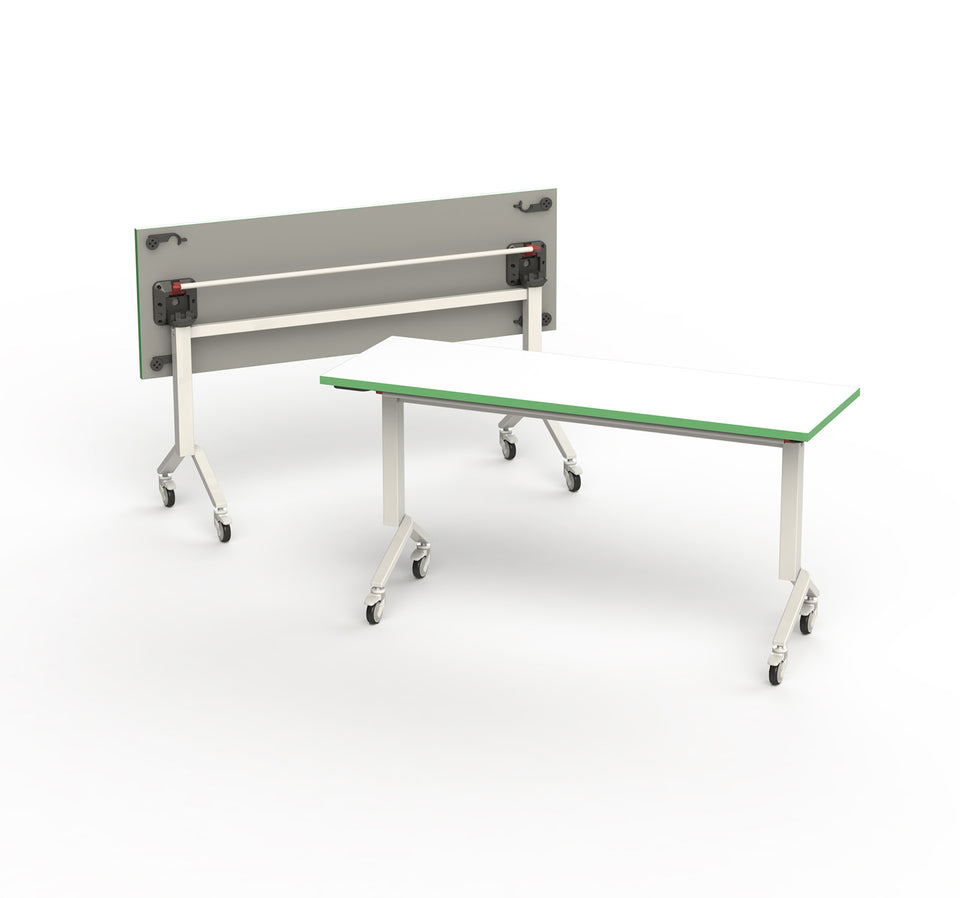 Foldable Meeting Room Table on Wheels Green Back