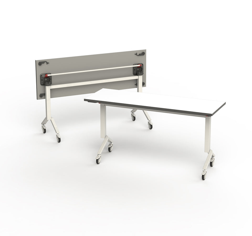 Foldable Meeting Room Table on Wheels Back Grey