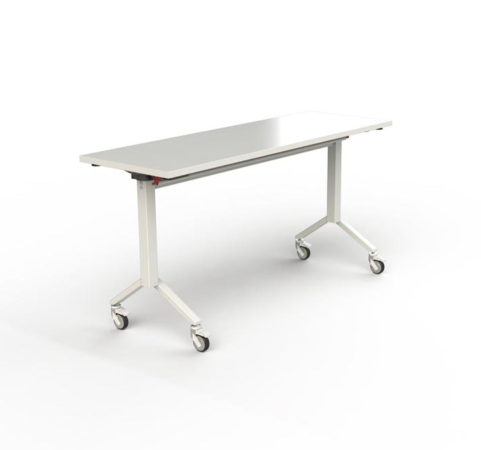 Foldable Meeting Room Table on Wheels White