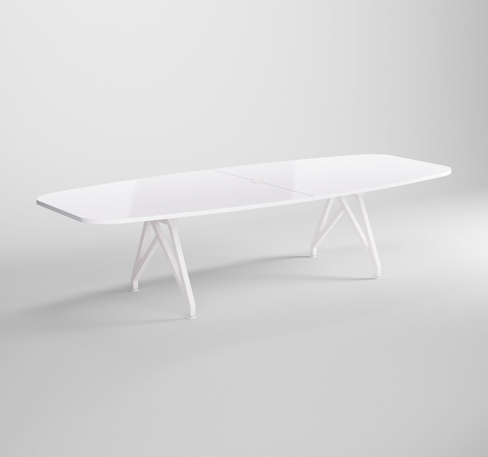 Modern Boat-Shaped Conference Table White