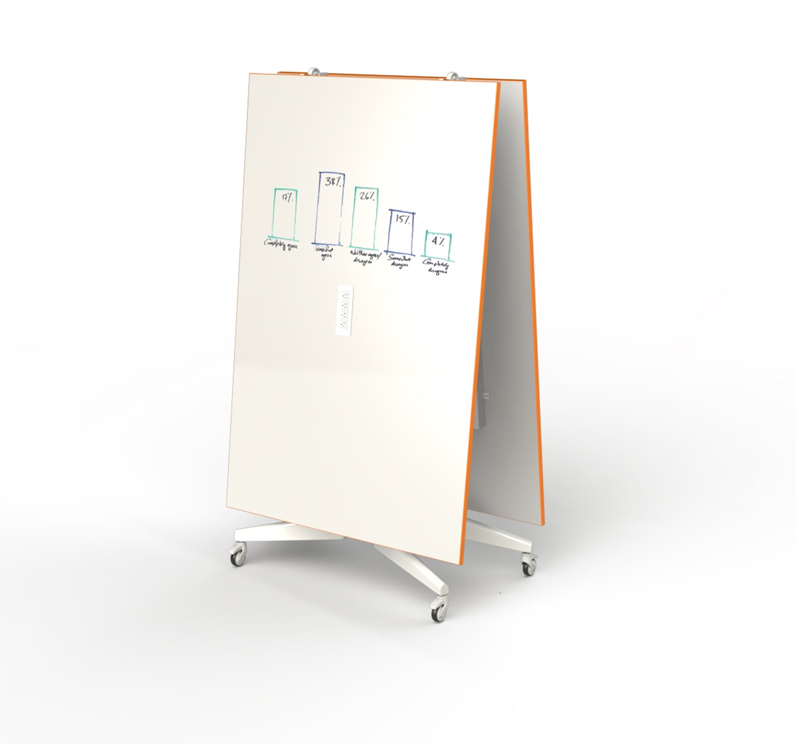 Desk with Foldable Dry Eraser Top Orange