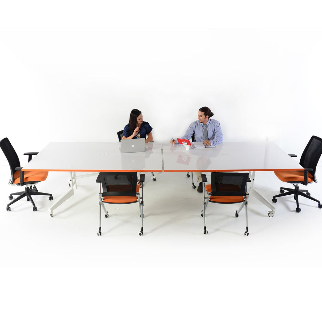 Folding conference table on wheels