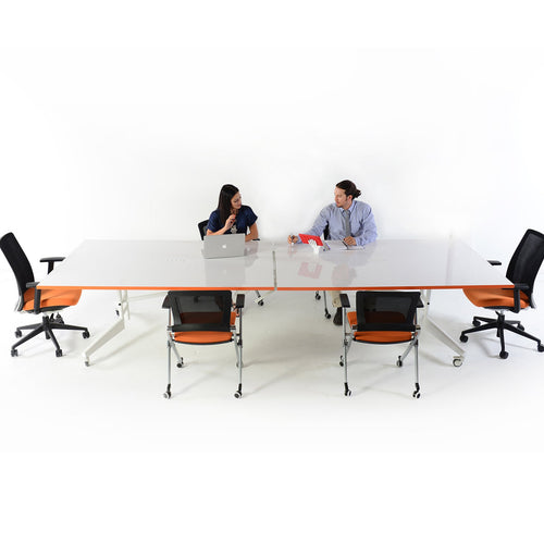 Folding conference table on wheels