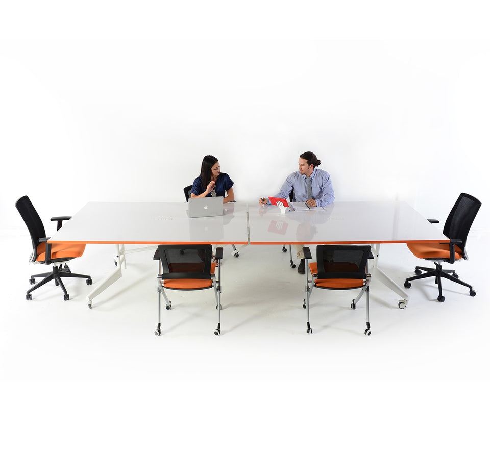 Folding conference table on wheels