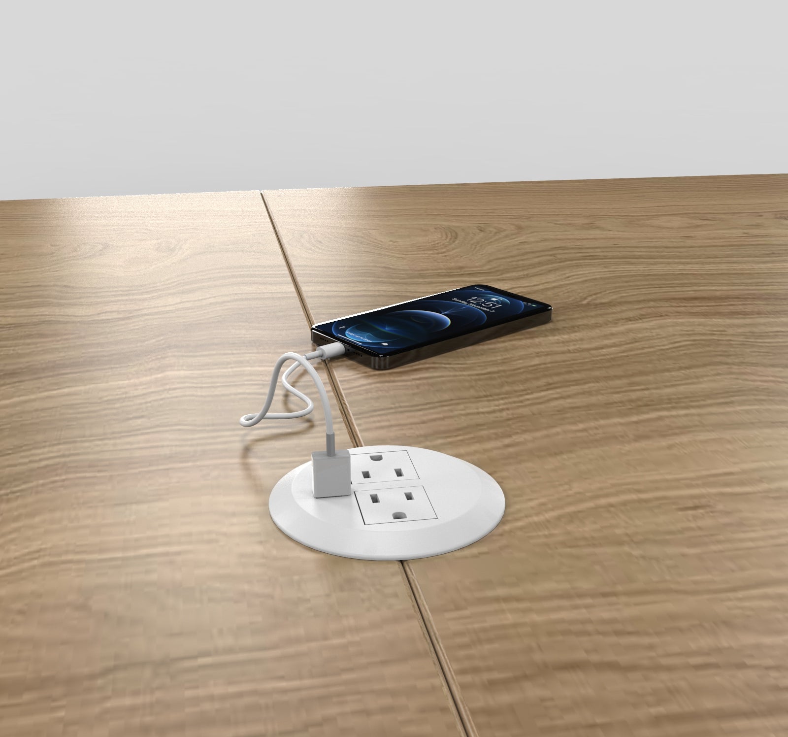 Modern Boat-Shaped Conference Table Power Kit