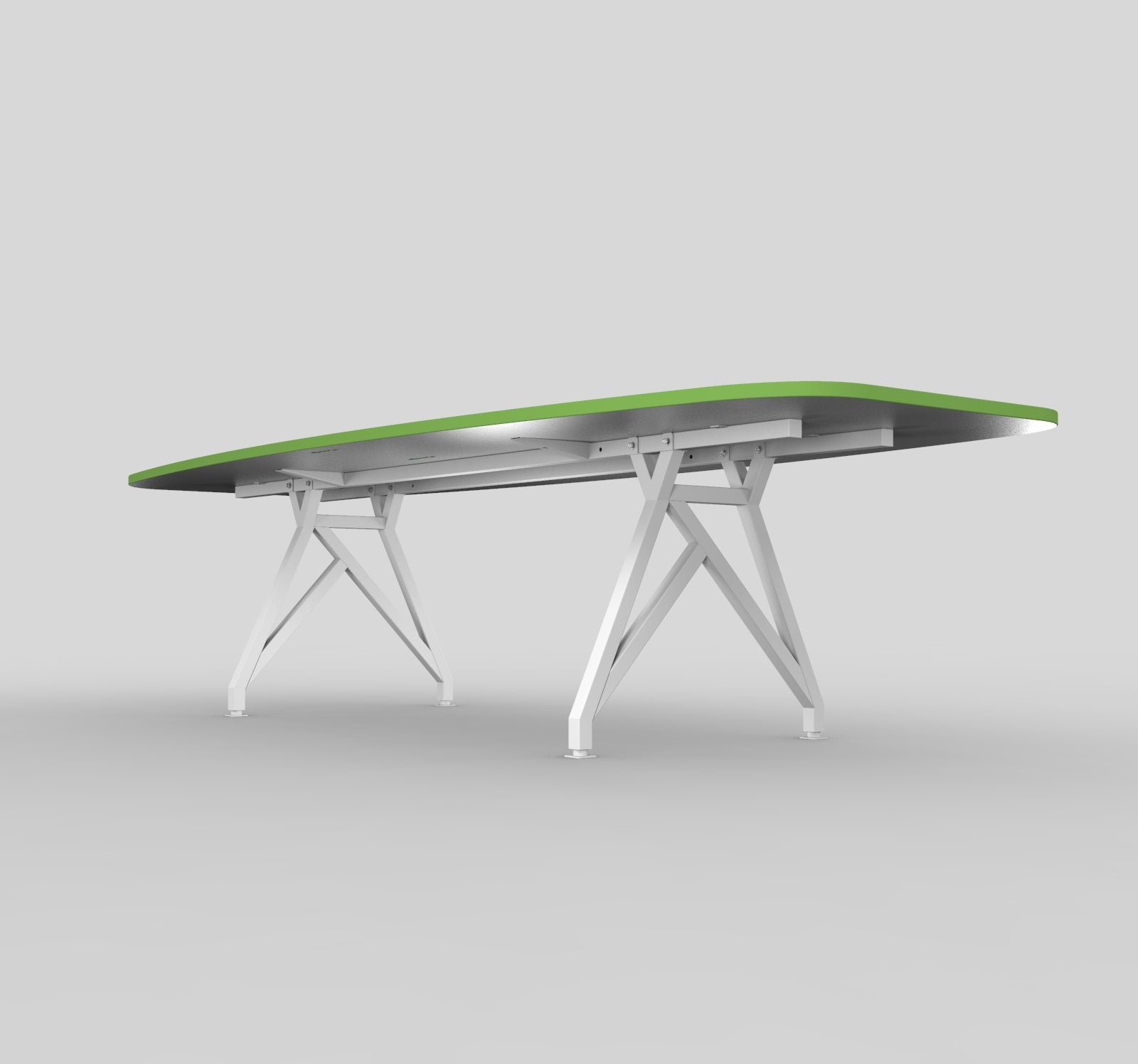 Modern Boat-Shaped Conference Table Green Edge under