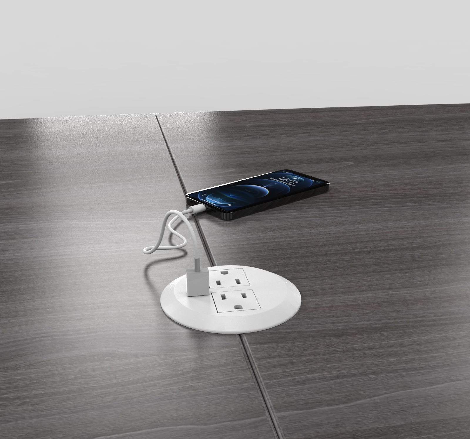 Modern Boat-Shaped Conference Table Power Kit