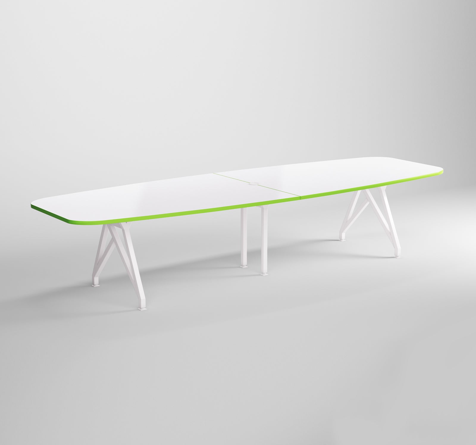 Modern Boat-Shaped Conference Table 12 Feet Green Edge