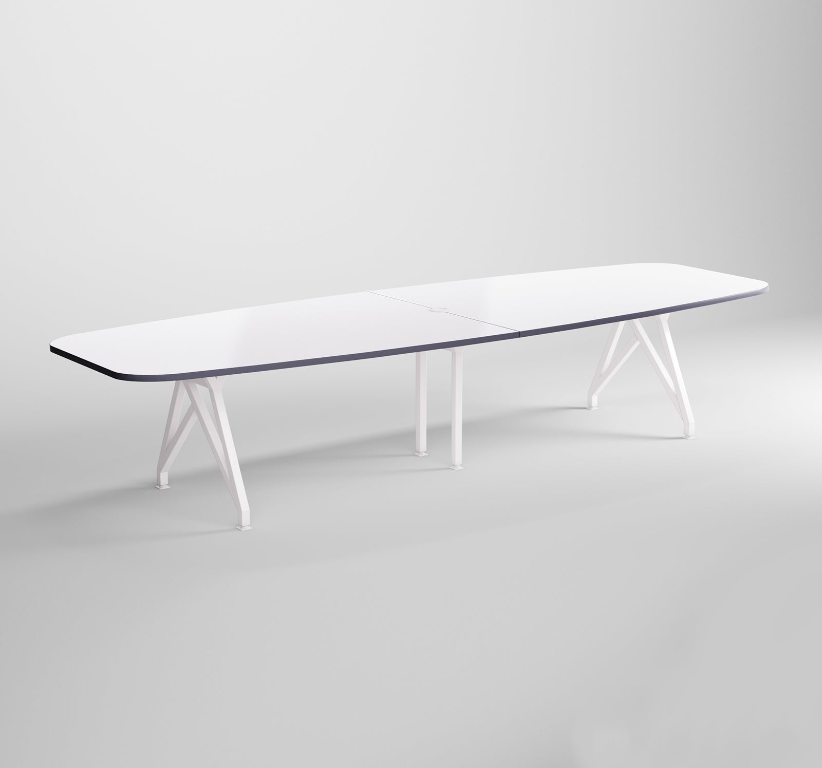 Modern Boat-Shaped Conference Table 12 Feet Grey Edge