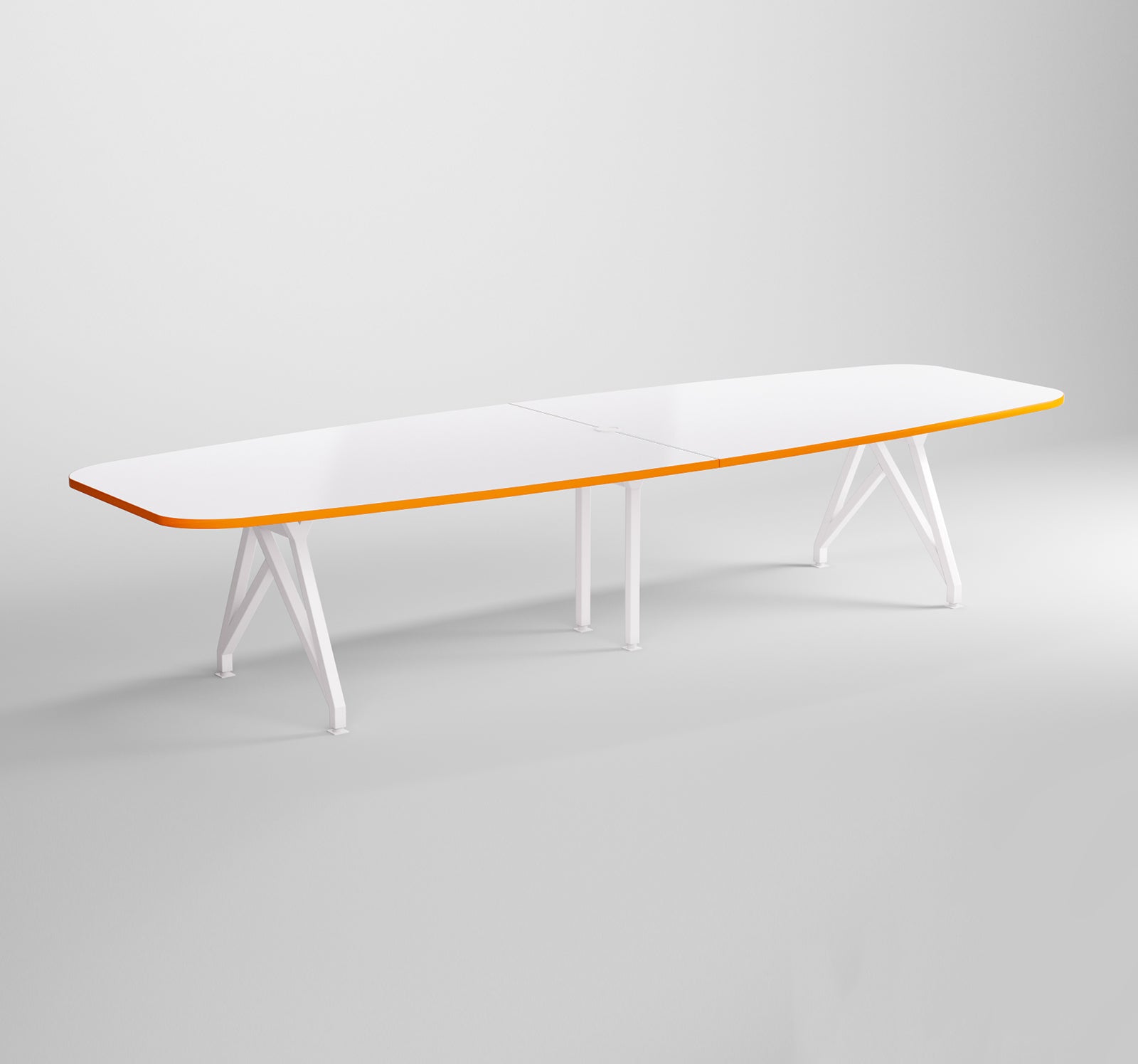 Modern Boat-Shaped Conference Table 12 Feet Orange Edge