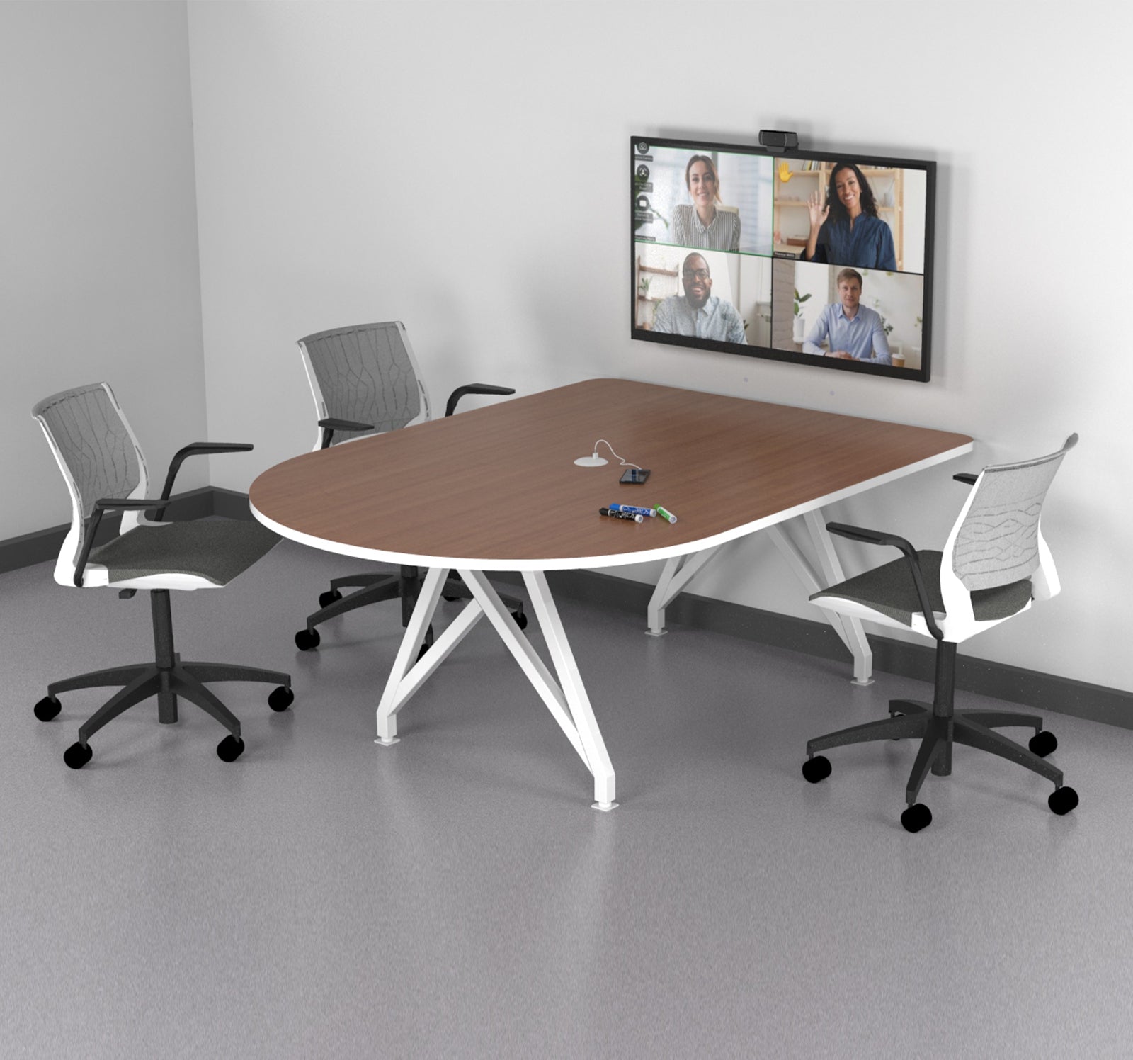 TeleMeet Moon-Shape Conference Table Cafe Latte