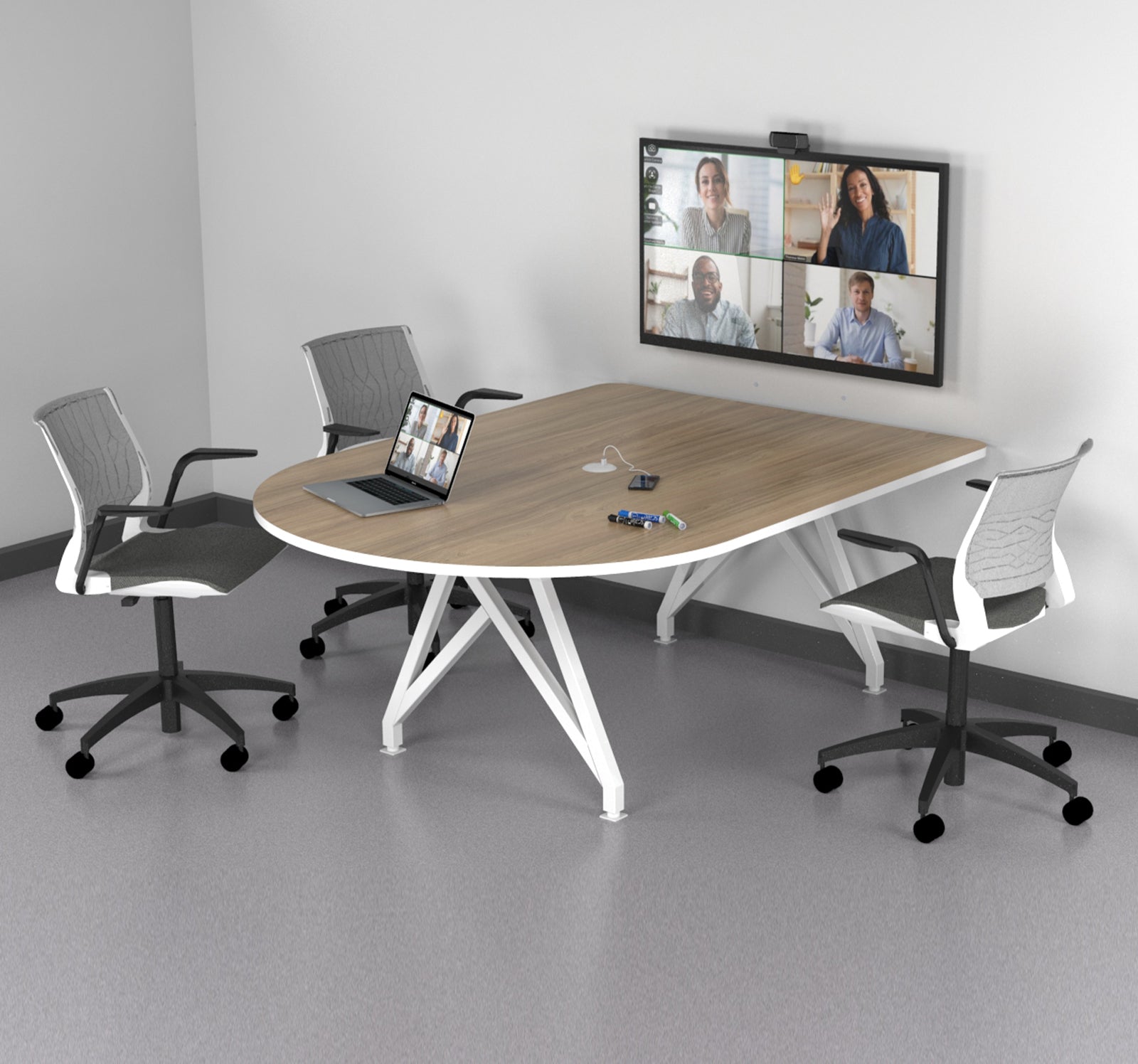 TeleMeet Moon-Shape Conference Table 