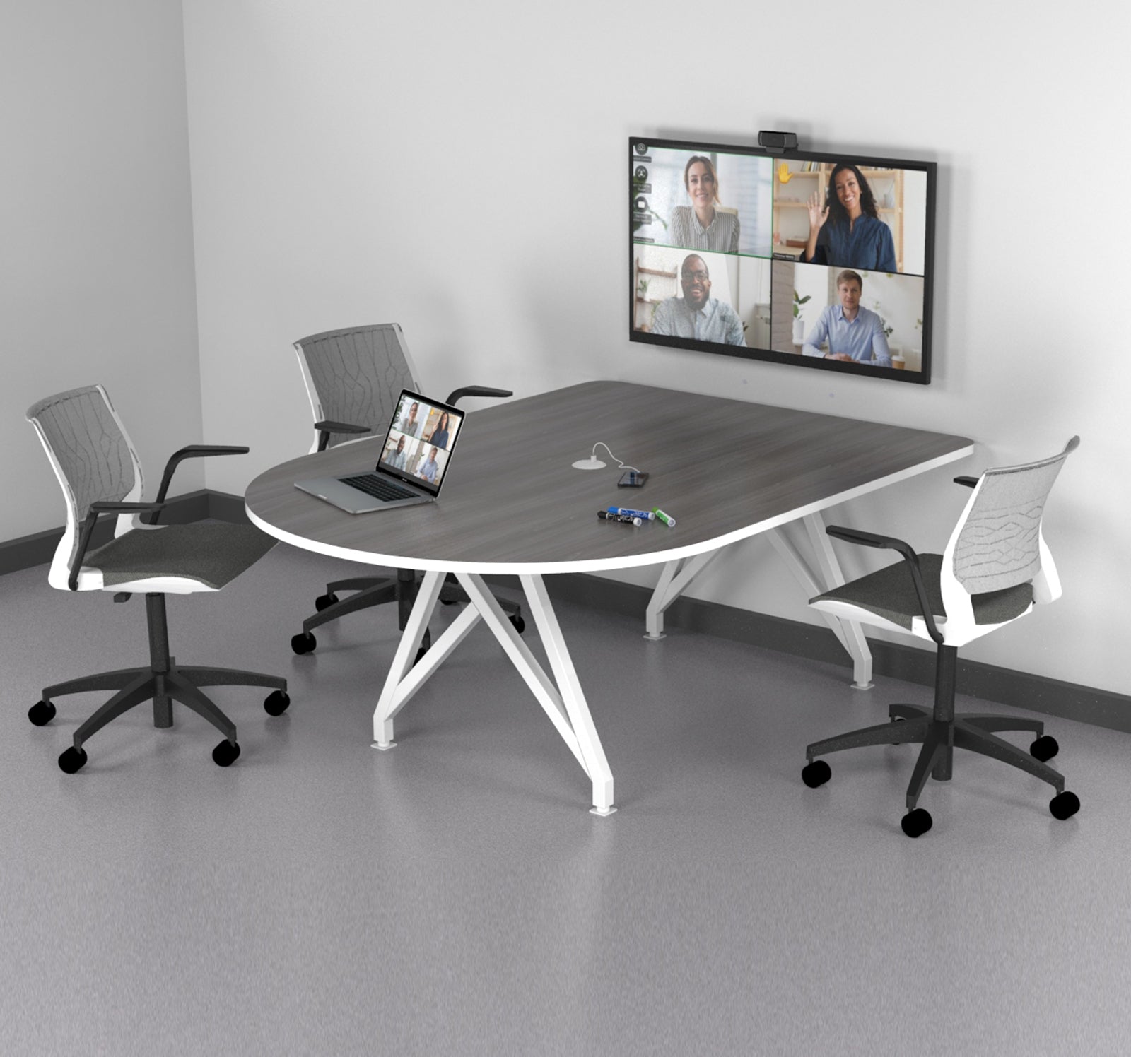 TeleMeet Moon-Shape Conference Table 