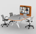 TeleMeet Moon-Shape Conference Table with Media Panel Orange